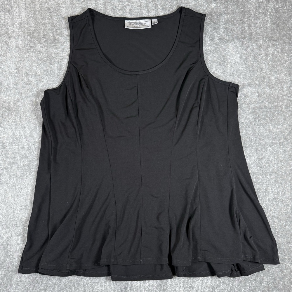 Vintage Simonton Says Top Women's 1X Black Sleeveless Flowy Liquid Knit Tank